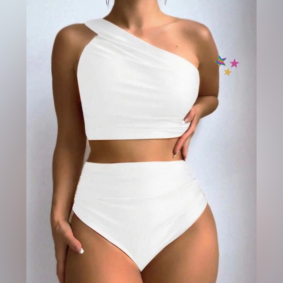 Luxe one shoulder high waisted bikini swimsuit